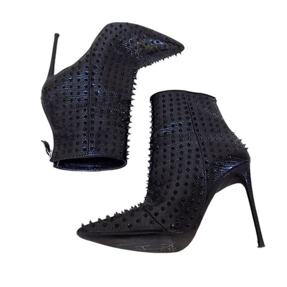 Steve Madden Via-S Spiked Stiletto Ankle Boots 7 Women Biker Moto Mobwife Punk - Picture 5 of 9